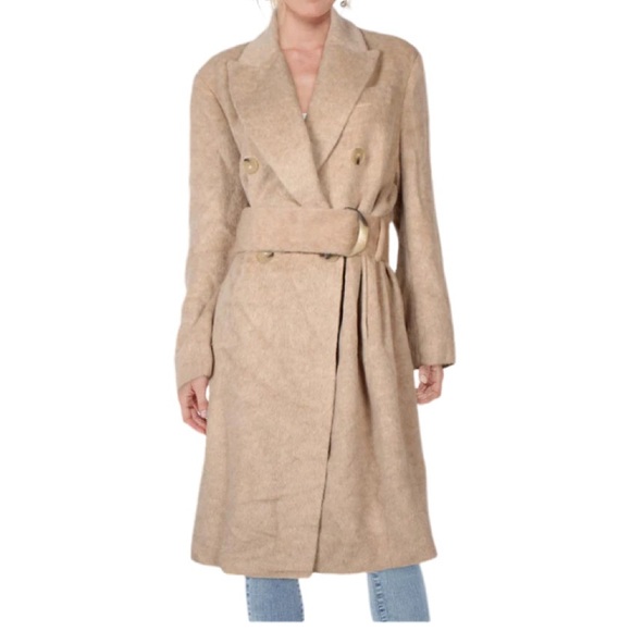 NWT Vince Belted Peak Lapel Alpaca/Wool Coat in Fauna - Sz S - Picture 1 of 12